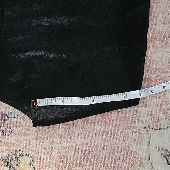 WAYF Where Are You From Black Vegan Front Snap Shimmery Back Smocked Crop - Sz L - Picture 15 of 16